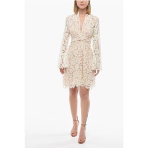 Super Blond V-Neck Lace Dress with Back Zip size 38 - Female