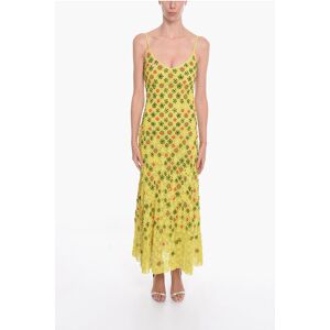 Bottega Veneta Viscose-crochet Flared Dress with Beaded Floral Motif size S - Female