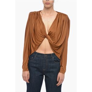 Saint Laurent Viscose Satin Crop Top with Criss Cross Design size 42 - Female