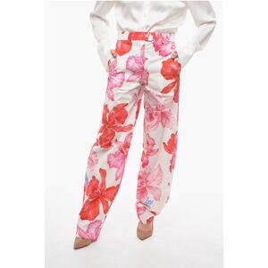The Attico Wide Leg High-waisted Pants with Floral Print size 40 - Female