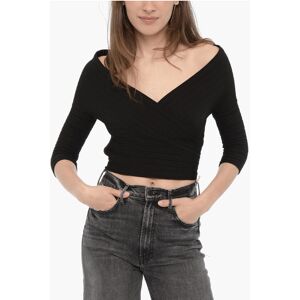 Philosophy Wrap Cropped Ribbed Top size 44 - Female