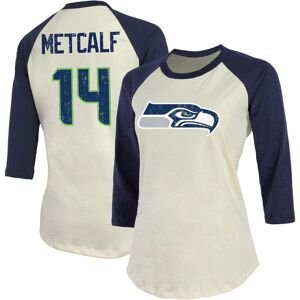 Women's Fanatics DK Metcalf Cream/College Navy Seattle Seahawks Vintage Player Name & Number Raglan 3/4-Sleeve T-Shirt - Female - Cream