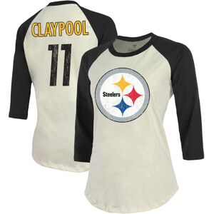 Women's Majestic Threads Chase Claypool Cream Pittsburgh Steelers Player Name & Number Tri-Blend Three-Quarter Sleeve T-Shirt - Female - Cream