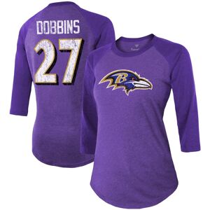 Women's Fanatics J.K. Dobbins Purple Baltimore Ravens Team Player Name & Number Tri-Blend Raglan 3/4-Sleeve T-Shirt - Female - Purple