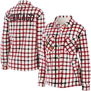 Women's WEAR by Erin Andrews Oatmeal Chicago Blackhawks Plaid Button-Up Shirt Jacket - Female - Oatmeal