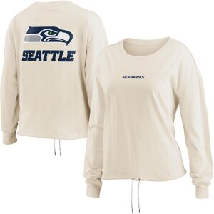 Women's WEAR by Erin Andrews Oatmeal Seattle Seahawks Long Sleeve Crop Top Shirt - Female - Oatmeal