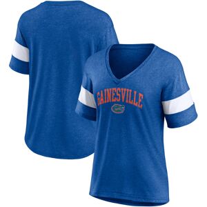 Women's Fanatics Heathered Royal Florida Gators Arched City Sleeve-Striped Tri-Blend V-Neck T-Shirt - Female - Heather Royal