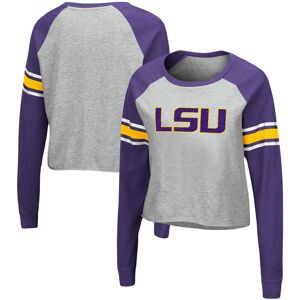 Women's Colosseum Heathered Gray/Purple LSU Tigers Decoder Pin Raglan Long Sleeve T-Shirt - Female - Heather Gray