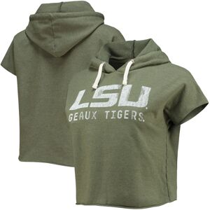 Women's Original Retro Brand Olive LSU Tigers Cropped Tri-Blend Short Sleeve Pullover Hoodie - Female - Olive