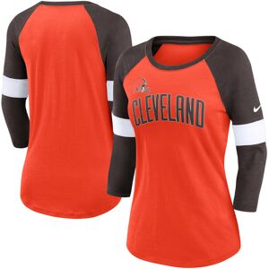 Women's Nike Cleveland Browns Heathered Orange/Brown Football Pride Slub 3/4 Raglan Sleeve T-Shirt - Female - Heather Orange