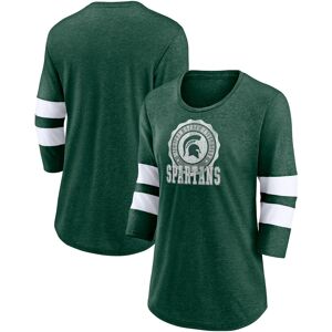 Women's Fanatics Heathered Green Michigan State Spartans Drive Forward Tri-Blend 3/4-Sleeve T-Shirt - Female - Heather Green