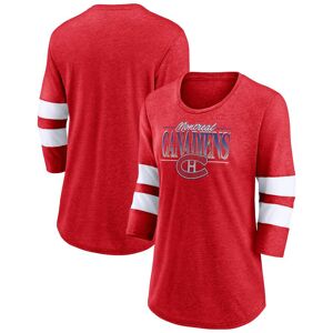 Women's Fanatics Heathered Red/White Montreal Canadiens Full Shield 3/4-Sleeve Tri-Blend Raglan Scoop Neck T-Shirt - Female - Heather Red