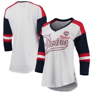 Women's Touch White/Red Minnesota Twins Base Runner 3/4-Sleeve V-Neck T-Shirt - Female - White