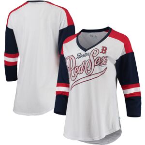 Women's Touch White/Navy Boston Red Sox Base Runner 3/4-Sleeve V-Neck T-Shirt - Female - White