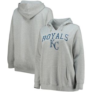 Women's Heather Gray Kansas City Royals Plus Size Notch Neck Fleece Pullover Hoodie - Female - Heather Gray