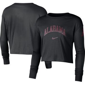 Women's Nike Black Alabama Crimson Tide 2-Hit Cropped Long Sleeve Logo T-Shirt - Female - Black