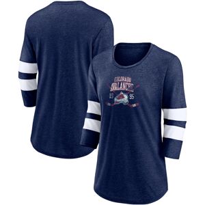 Women's Fanatics Heather Navy Colorado Avalanche Line Shift Tri-Blend Three-Quarter Sleeve T-Shirt - Female - Heather Navy