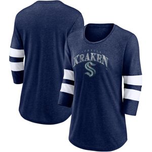 Women's Fanatics Heather Deep Sea Blue Seattle Kraken Special Edition 2.0 Barn Burner 3/4 Sleeve T-Shirt - Female - Heather Navy