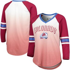 Women's G-III 4Her by Carl Banks Burgundy Colorado Avalanche Lead Off Tri-Blend Raglan 3/4-Sleeve V-Neck T-Shirt - Female - Burgundy