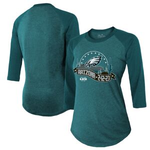 Women's Majestic Threads Midnight Green Philadelphia Eagles Super Bowl LVII Desert Tri-Blend Raglan 3/4 Sleeve T-Shirt - Female - Green