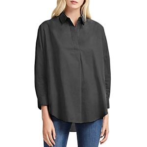 French Connection Rhodes Oversize V-Neck Poplin Shirt  - Black - Size: Mediumfemale