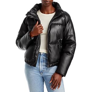 Aqua Faux Leather Puffer Jacket - 100% Exclusive  - Black - Size: Largefemale