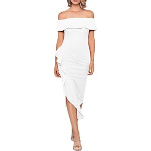 Aqua Off-the-Shoulder Ruffle Midi Sheath Dress - 100% Exclusive  - White - Size: 0female