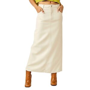 Free People City Slicker Faux Leather Maxi Skirt  - Nilla Cream - Size: 0female