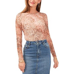 Vince Camuto Long Sleeve Animal Print Tee  - Natural Taupe - Size: Mediumfemale