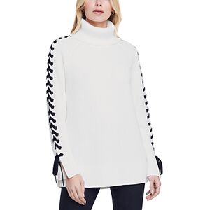 L'Agence Nola Lace Up Sweater  - Ivory/ Black - Size: Largefemale