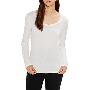 Three Dots Scoop Neck Long Sleeve Tee  - Snow White - Size: Largefemale