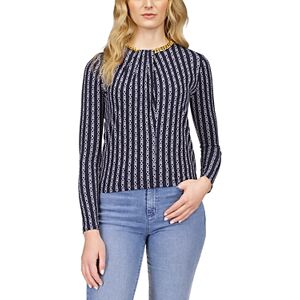 Michael Kors Long Sleeve Chain Neck Top  - Midnight Blue - Size: Largefemale