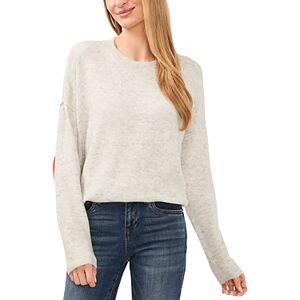 CeCe Heart Elbow Crewneck Sweater  - Silver Heather - Size: Largefemale