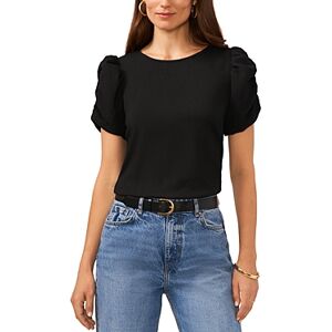 Vince Camuto Crewneck Gathered Sleeve Top  - Rich Black - Size: Largefemale