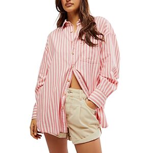 Free People Freddie Striped Shirt  - Coral Combo - Size: Smallfemale