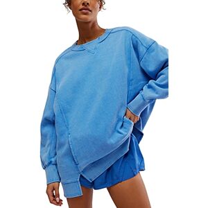 Free People Intercept Crewneck Tunic Sweatshirt  - Riviera Blue - Size: Extra Smallfemale