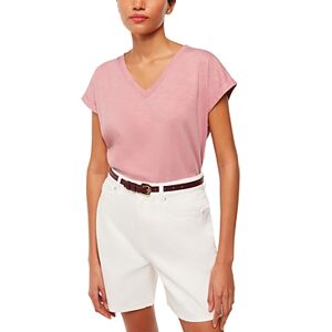 Whistles Willa V Neck Cap Sleeve Cotton Tee  - Dusty Pink - Size: Smallfemale