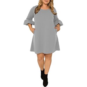 standards & practices Plus Knit Flare Sleeve Dress  - Grey - Size: 3Xfemale