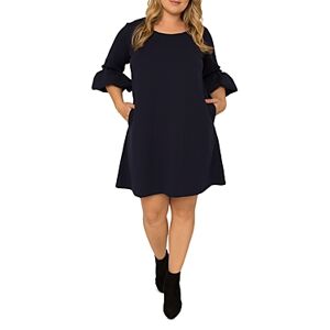 standards & practices Plus Knit Flare Sleeve Dress  - Navy - Size: 2Xfemale
