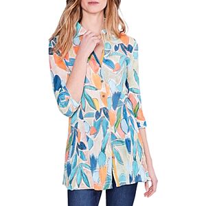 Niczoe Nic+Zoe Petites Citrus Grove Crinkle Tunic Shirt  - Blue Multi - Size: Extra Smallfemale