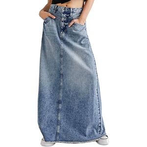 Free People Come As You Are Denim Maxi Skirt  - Medium Indigo - Size: 6female