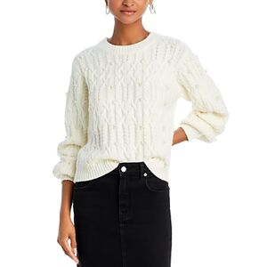 Aqua Embellished Cable Knit Sweater - 100% Exclusive  - Cream - Size: Mediumfemale
