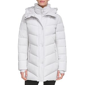 Calvin Klein Faux Fur Trim Puffer Coat  - Dove Grey - Size: Mediumfemale