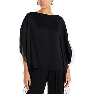 Jason Wu Collection Cascading Ruffle Satin Top  - Black - Size: 6female