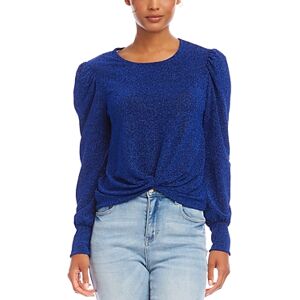 Karen Kane Gathered Metallic Puff Sleeve Top  - Sapphire Blue - Size: Extra Smallfemale