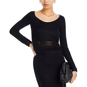 Aqua Pointelle Long Sleeve Top - 100% Exclusive  - Black - Size: Largefemale