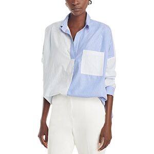 French Connection Mixed Stripe Popover Shirt  - Linen/Navy - Size: Extra Smallfemale