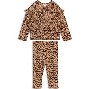 Miles The Label Girls' Leopard Print Long Sleeve Top & Leggings Set - Baby  - Camel - Size: 12 months