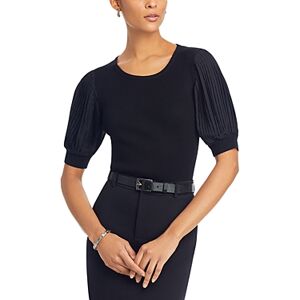 T Tahari Puffed Sleeve Top  - Black - Size: Mediumfemale