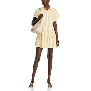 Aqua Stripe Mini Shirt Dress - 100% Exclusive  - Yellow/White - Size: Smallfemale